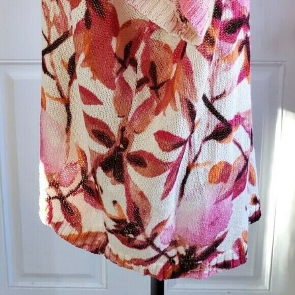 Chicos Pink Floral Cherry Blossom Print Netting Spring Summer Blouse Top Size 2 - Picture 10 of 13